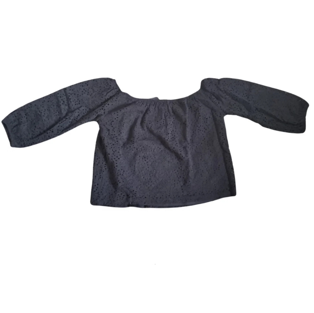 Black mid sleeves off shoulder crop top